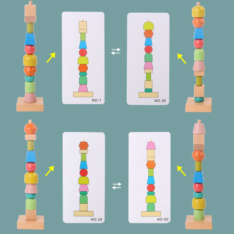 Jumbo Beads Sequencing One Pillar Shape Stacker With Flash Cards and T ...