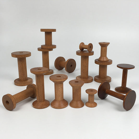 Montessori Loose parts Wooden Bobbin Vintage look Spools Kids Craft DIY