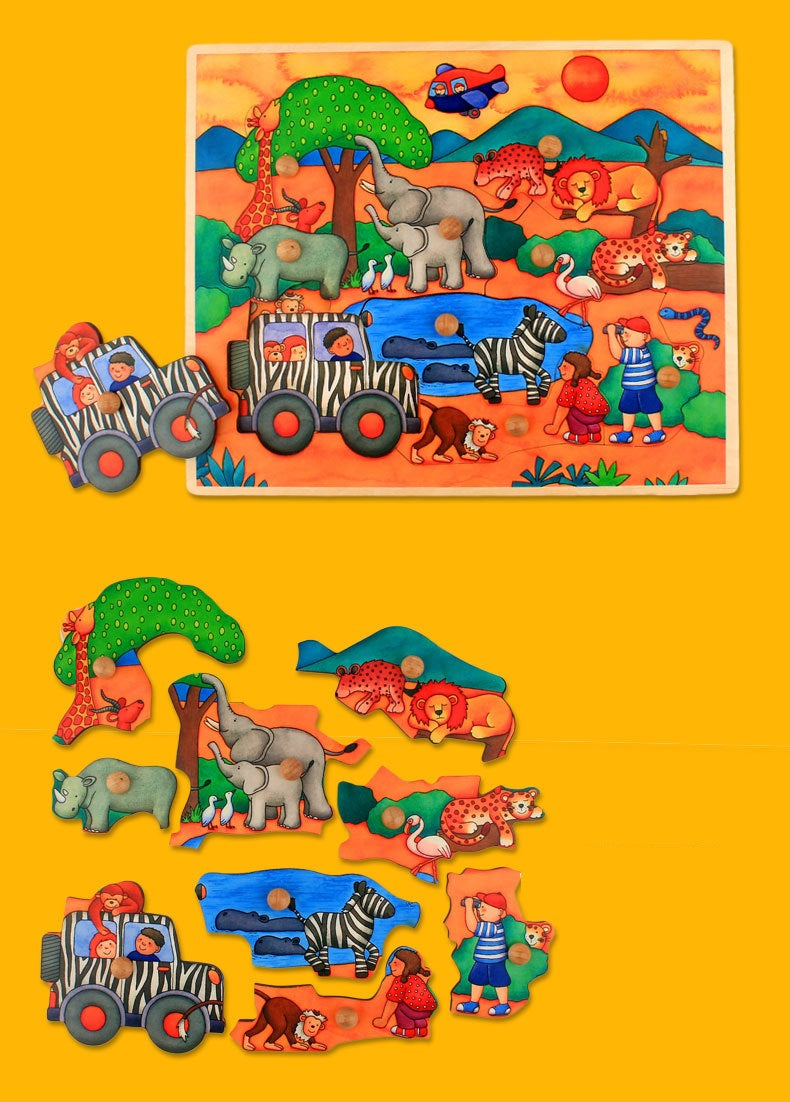 Wooden Big Knob Jungle Puzzle Puzzle board