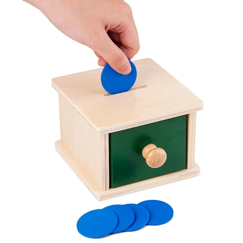 Montessori LARGE Drawer Box and Ball + COIN BUNDLE