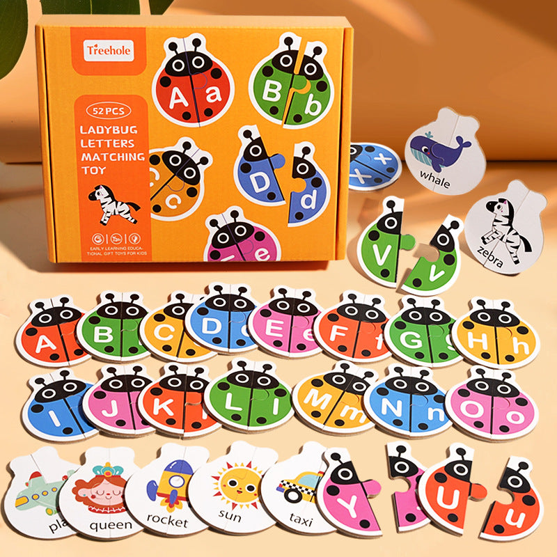 Ladybug Alphabet Letters Learning Set – 52 Pieces Kids Matching Educational Toy