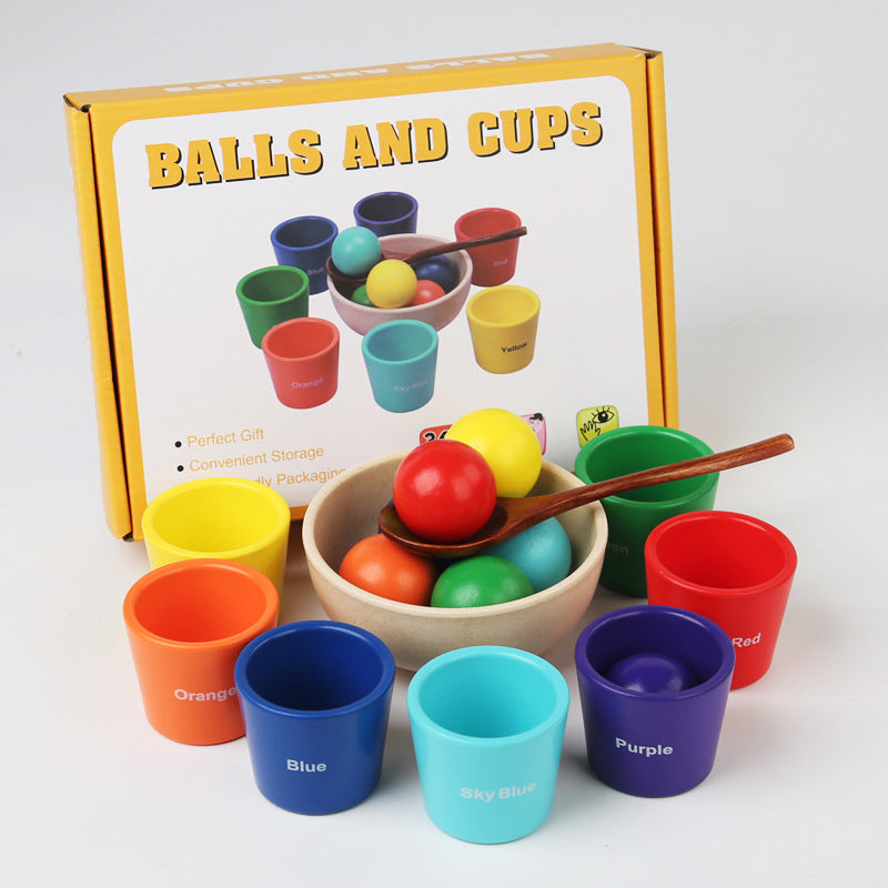 Montessori Toddler Ball Scooping Colour Sorter Game with Cups and Bowl