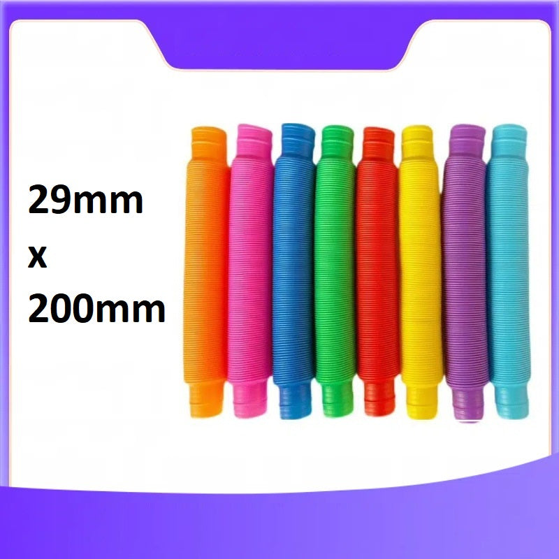 Rainbow Translucent Pouring Funnel Kids Messy Play Tool Set of 6 Sensory and 8 Pcs Large Fidget Pop Tubes (20cm to 68cm)  Rainbow Pouring Funnel Stretchy Pipes Kids Messy Play Tools