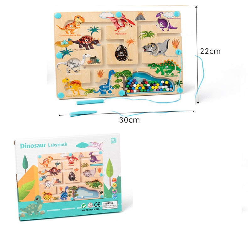 Portable Magnetic Number Beads Pen Sliding Dinosaur Maze Puzzle Board - HAPPY GUMNUT