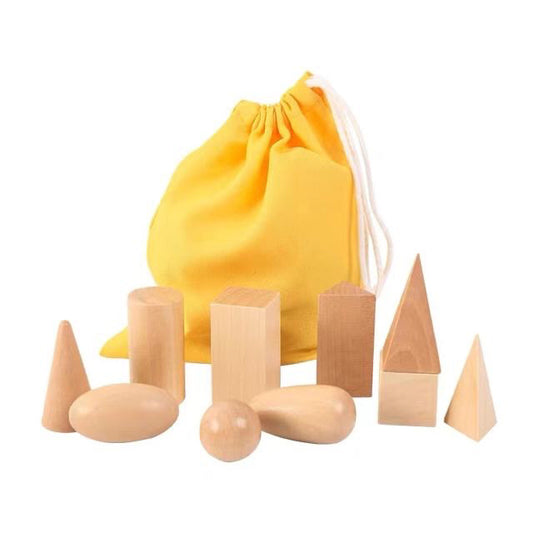 Wooden 3D Geometric Shapes Solid Shapes set of 10 B