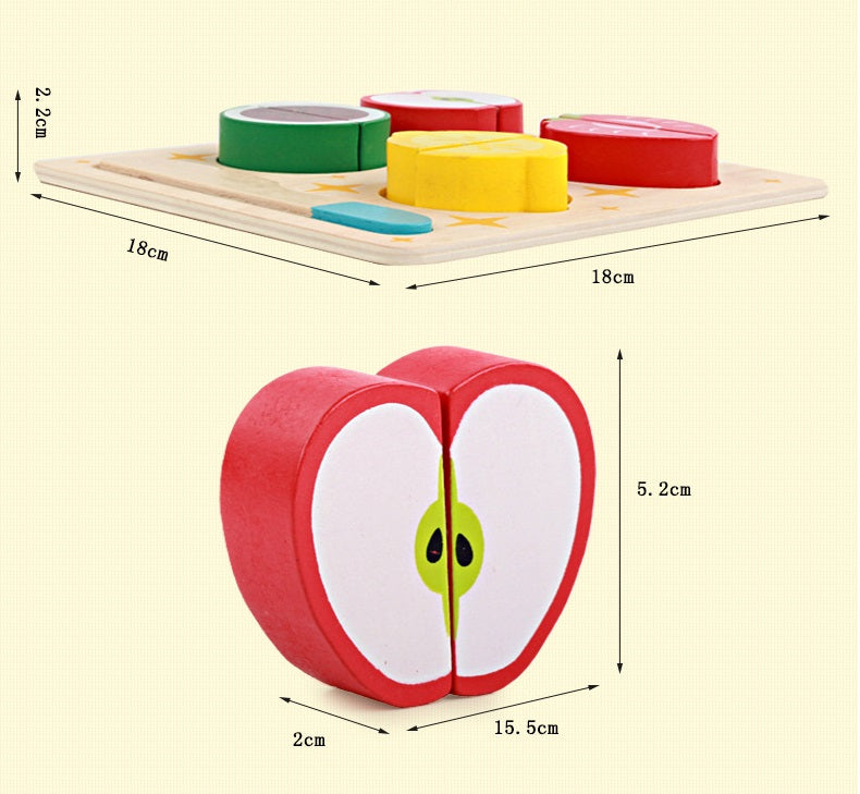 Mini Wooden Velcro Assorted  Food Groups Cutting Puzzle Cutting Board