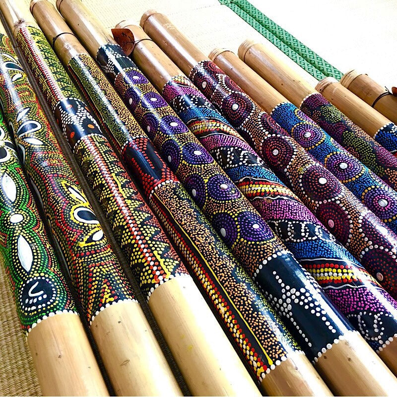60cm Long Bamboo Painted Rain Stick Decor Sound percussion - HAPPY GUMNUT