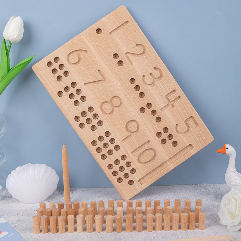 Montessori Number Counting Stick Pegs Boards With Tracing Pen