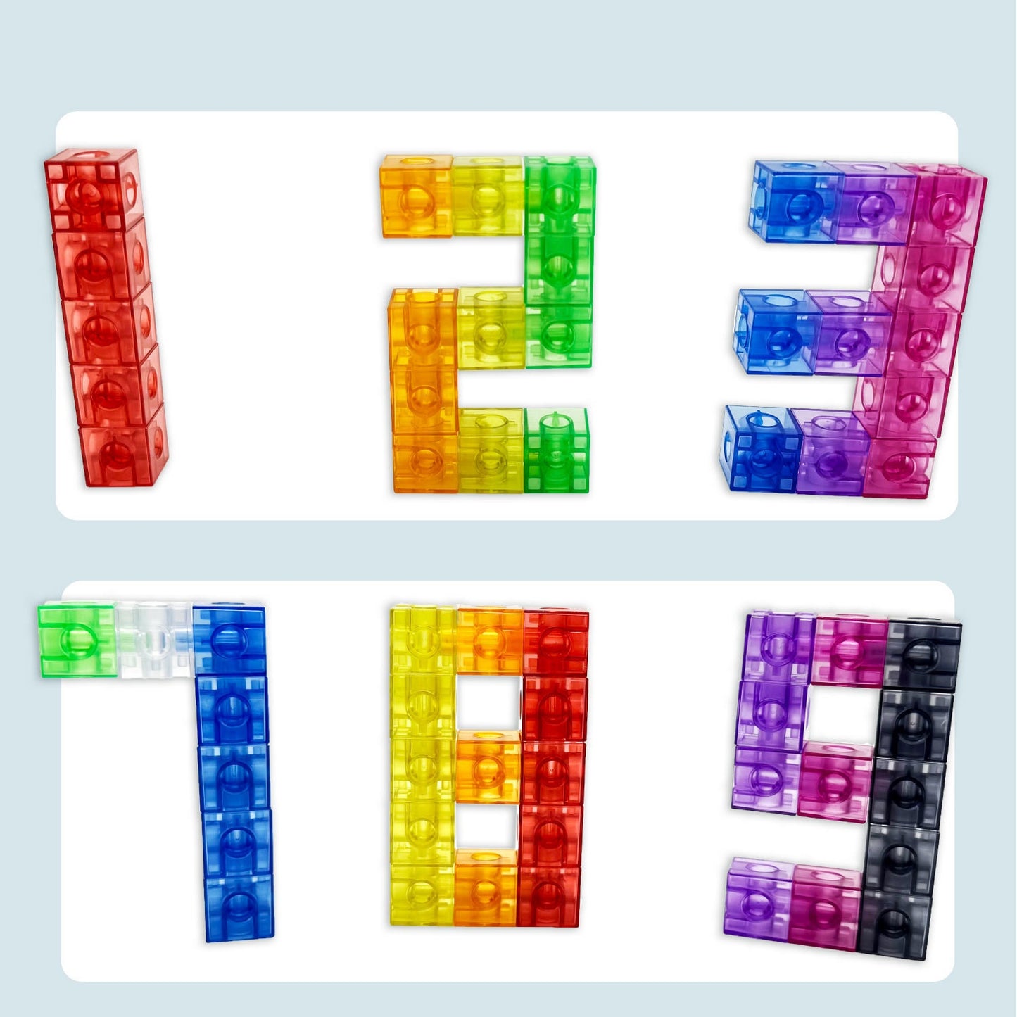 100 Math Cubes Transparent Rainbow Linking Cubes
