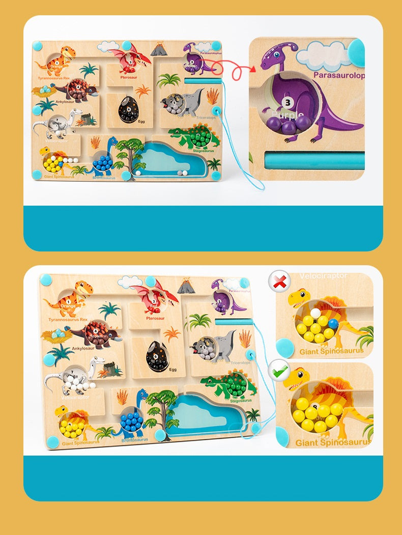 Portable Magnetic Number Beads Pen Sliding Dinosaur Maze Puzzle Board - HAPPY GUMNUT