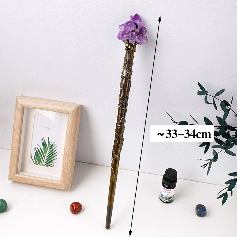 Real Crystal Gemstone Encrusted Magic Wand Staff Cane Kids Costume