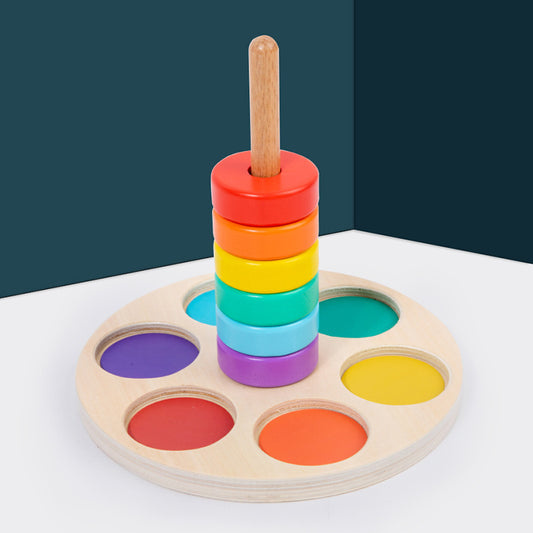Montessori 6 Ring Column Stacker Colour Sorter
