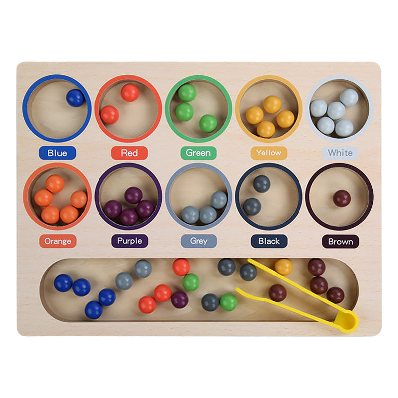 Montessori Colour Beads Sorting Tray Tong Transfer Activity