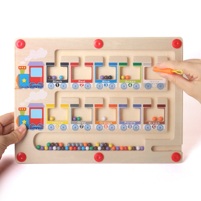 Magnetic Pen Sliding Colour Number Sorting Busy Board (Train Theme)