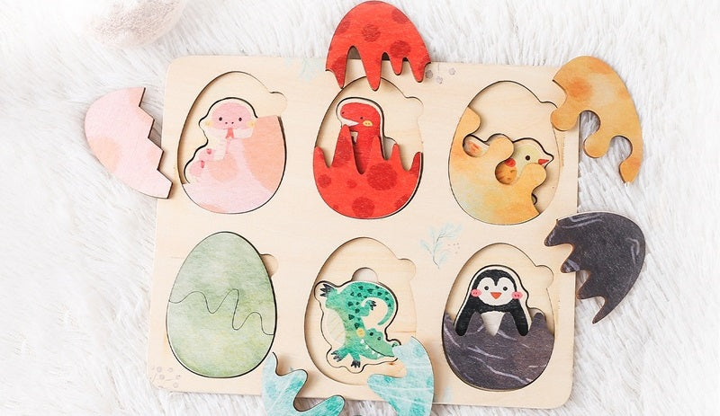 Wooden Animal Egg Colour Sorting multi layer Puzzle With Tray