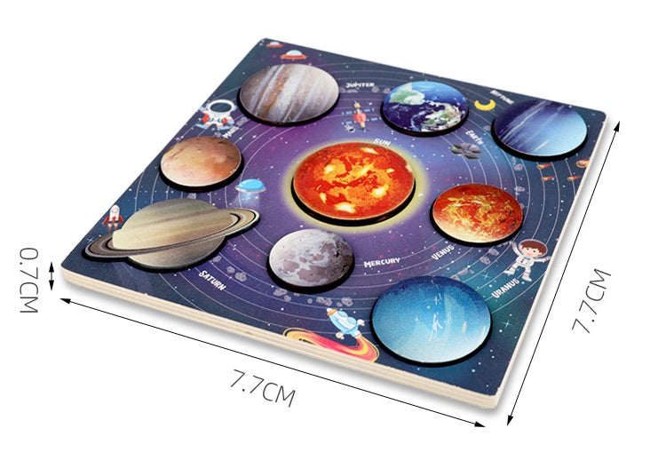 Wooden Solar System model Board Wooden Space Planets Puzzle Centralised version