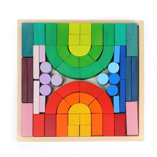 Large Romanesque Building Block Set Rainbow Blocks - HAPPY GUMNUT