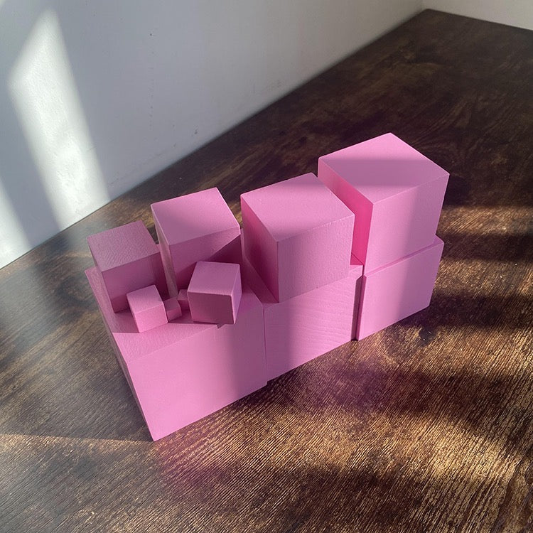 Montessori Sensorial Activiies Kit Pink Tower ,Knobless Cylinder and Triangular Box Visual Sense - HAPPY GUMNUT