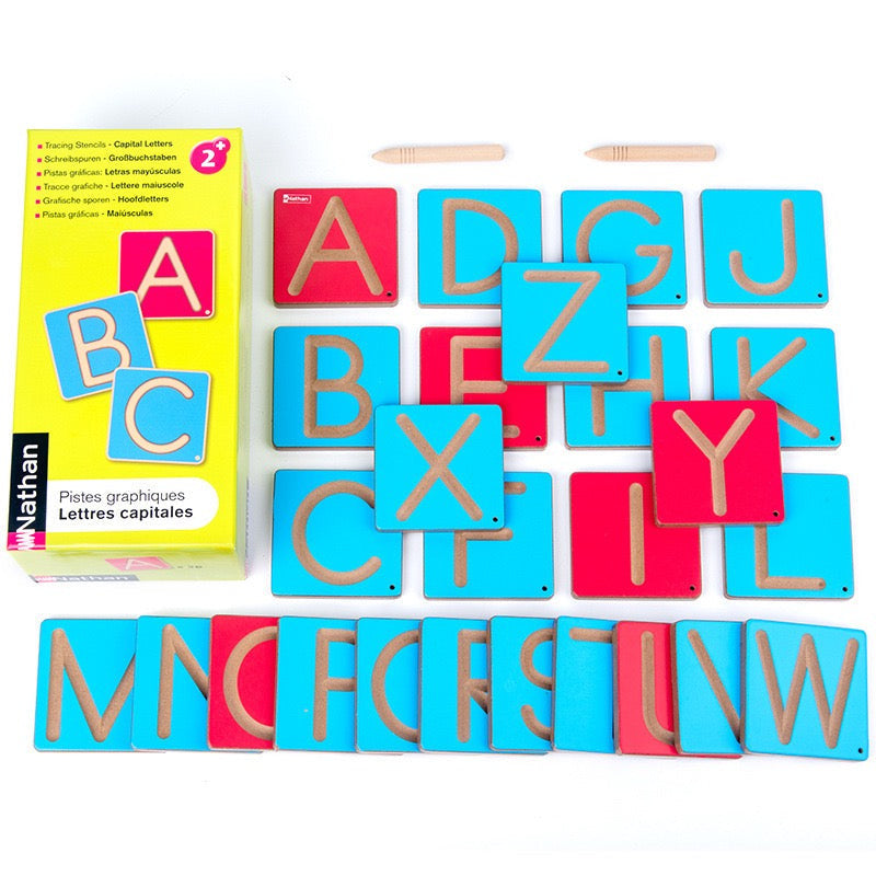 Nathan Wooden Alphabet Tracing Writing Board Pre-writing Letter Toy Upper or Lower Cases ALPHABET OR COUNTING