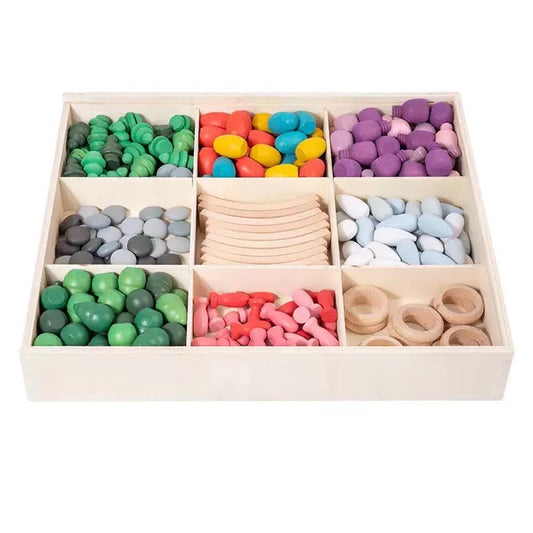 Wooden Rainbow Colour Mandala Loose Parts Set Assorted Styles