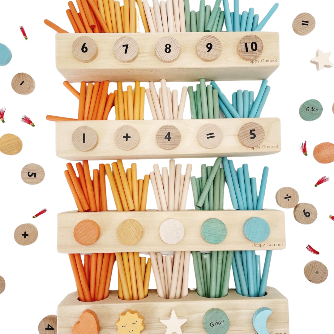 Happy Gumnut Montessori Counting Stick Number Rods with Magnetic Tray ...