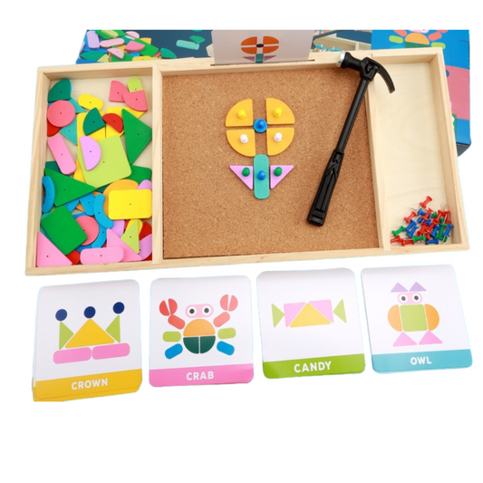 Tap a Shape Wooden Hammer Deluxe Nail Board  Geometric Shapes Game Toy