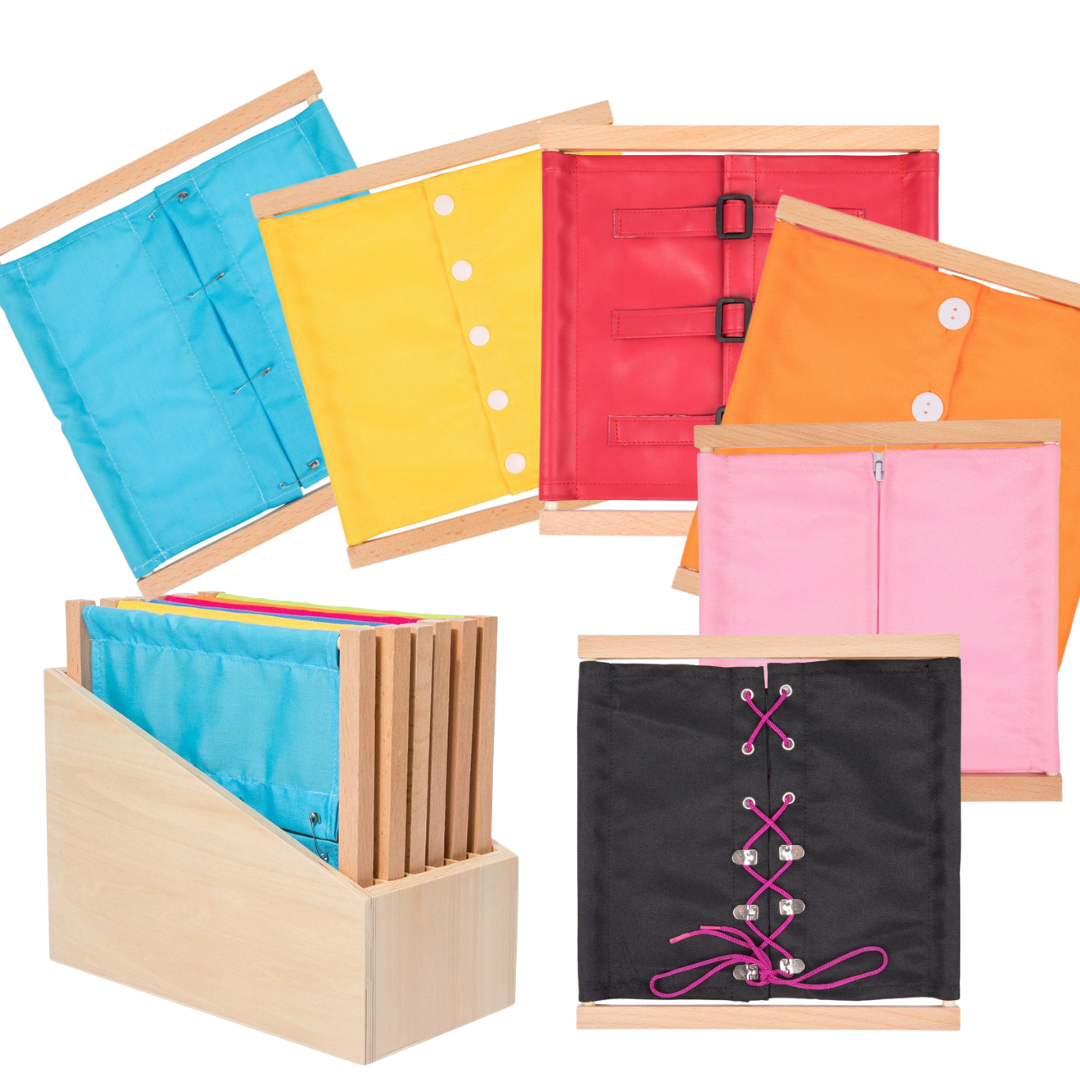 Montessori Dressing Frames A and Storage Box Set of 6 – HAPPY GUMNUT