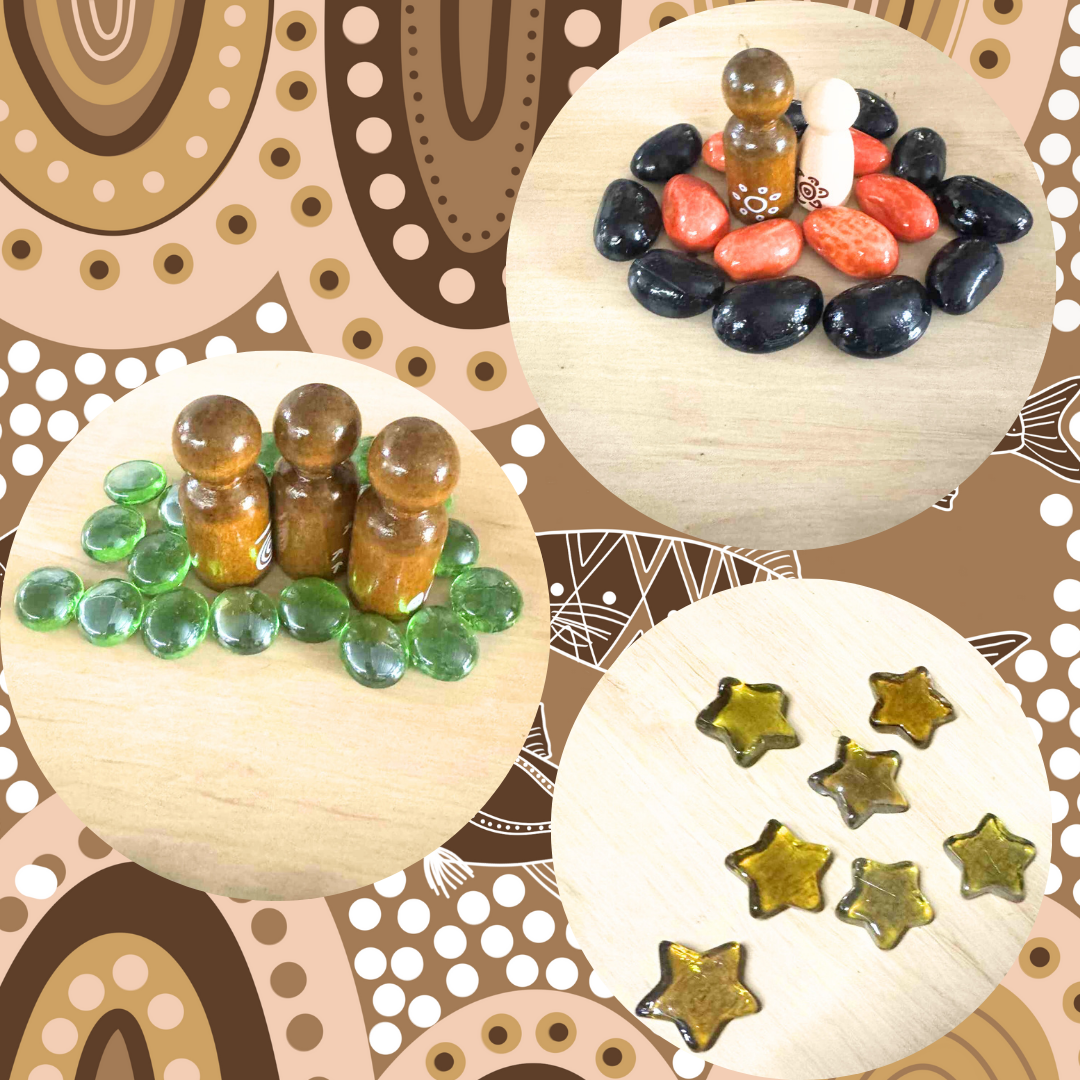 150+ pc Australian Aboriginal Inspired Ceramic and Glass loose Parts Open Play Mandala Play Set