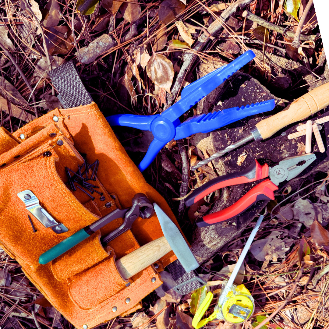 Kids 8 Real Tools w Tool Pocket Pouch Nail Pincer Pliers Kit Bundle optional belt!