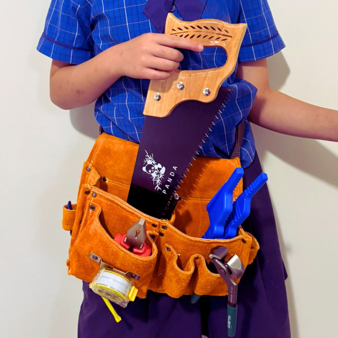 Kids 8 Real Tools w Tool Pocket Pouch Nail Pincer Pliers Kit Bundle optional belt!