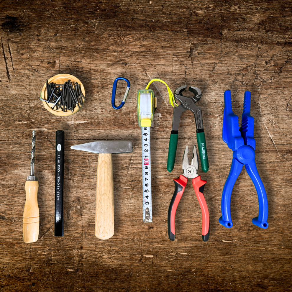 Kids 8 Real Tools w Tool Belt Pocket Pouch Nail Pincer Pliers Kit Bund ...