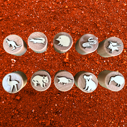 10Pcs Wooden Stamps Australian Aussie Anima  Week Toy