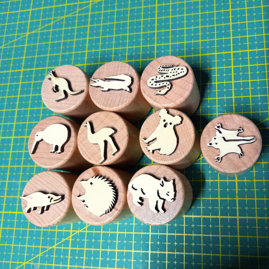 10Pcs Wooden Stamps Australian Aussie Anima  Week Toy