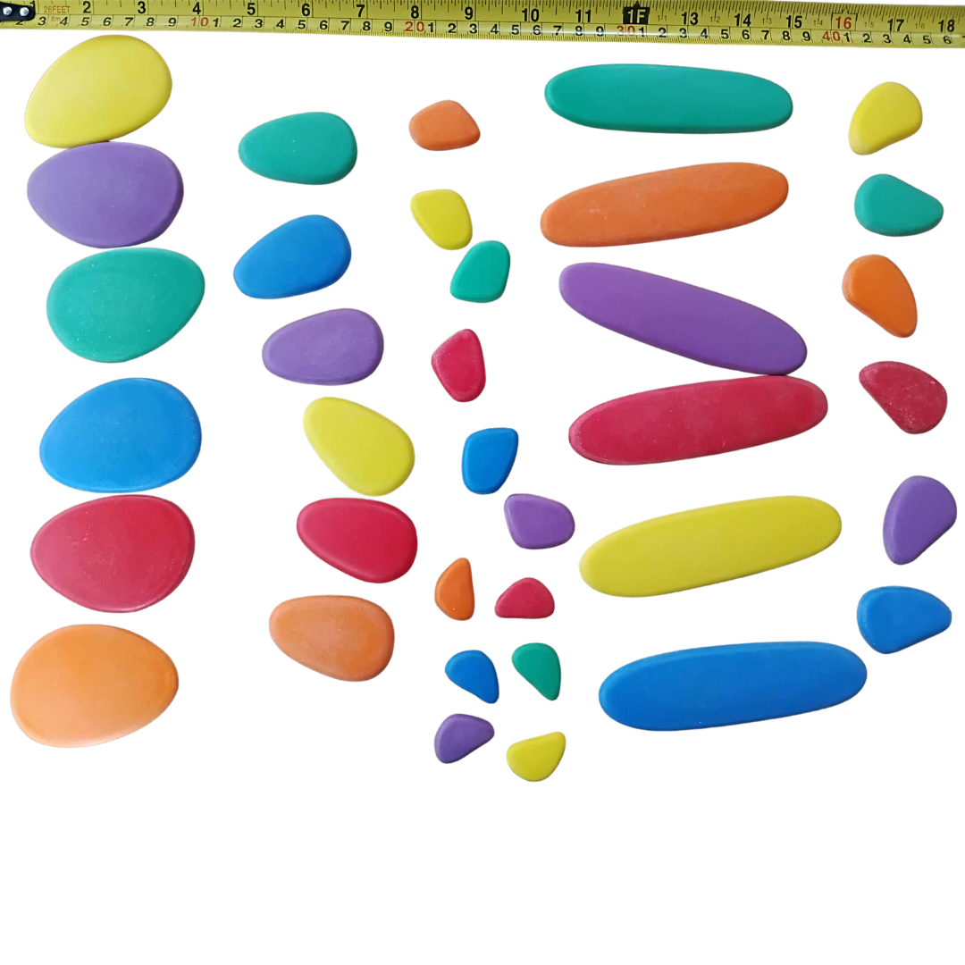 36 Pcs Educational Rainbow Stacking Cobble Pebble Stones Matt Finish
