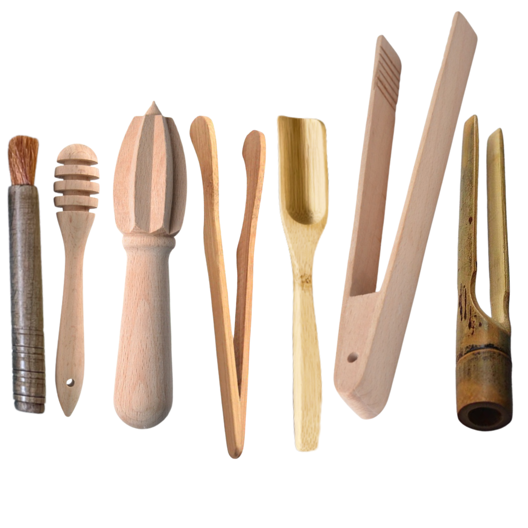 Honey Dipper Wooden Tongs Lemon Juicer Kids Loose Parts Utensils