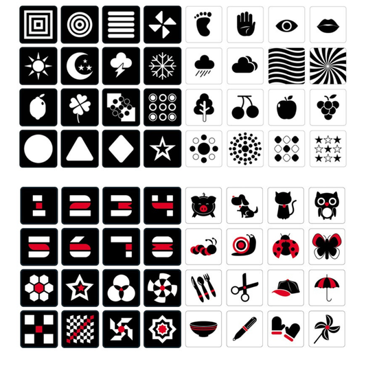 Baby Montessori Visual Stimulation Black White High Contrast Flash Cards 0-3 or 3-6 months You pick - HAPPY GUMNUT