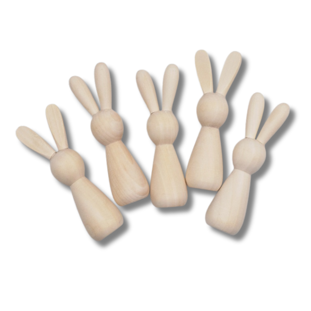 Bunny Rabbit Easter Natural Wood DIY Loose Parts Kids Craft Wooden toys - HAPPY GUMNUT