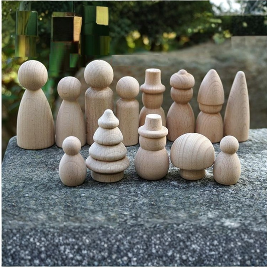 Wooden Peg Dolls Loose Parts Assorted Peg Leg Dolls for Kids DIY Craft Play - HAPPY GUMNUT