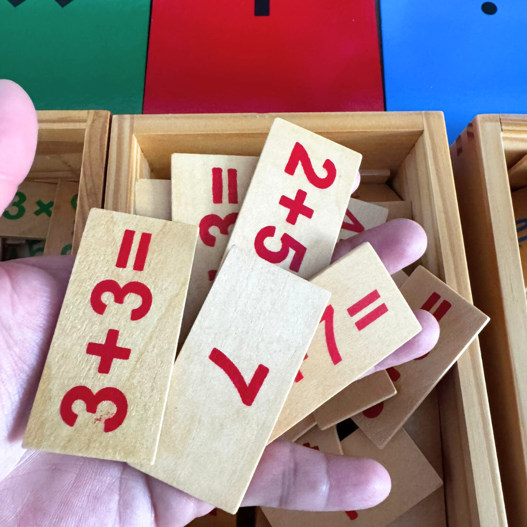 Montessori 4 Boxes Addition Subtraction Multiplication  and Division Equations Boxes Mathematics - HAPPY GUMNUT