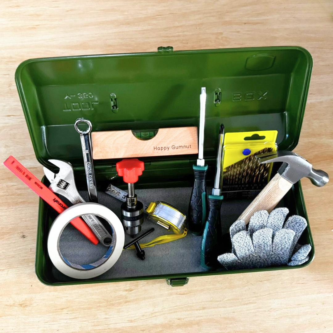 Kids Work at Real Tools Children Carpenter Wood Handy Man Toolbox Bundle Set - HAPPY GUMNUT