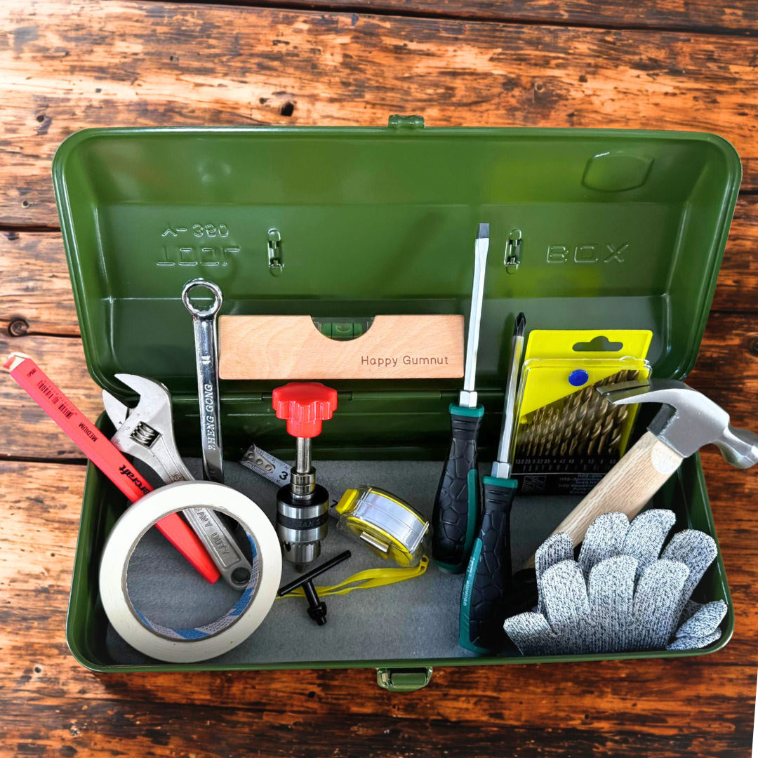 Kids Work at Real Tools Children Carpenter Wood Handy Man Toolbox Bundle Set - HAPPY GUMNUT