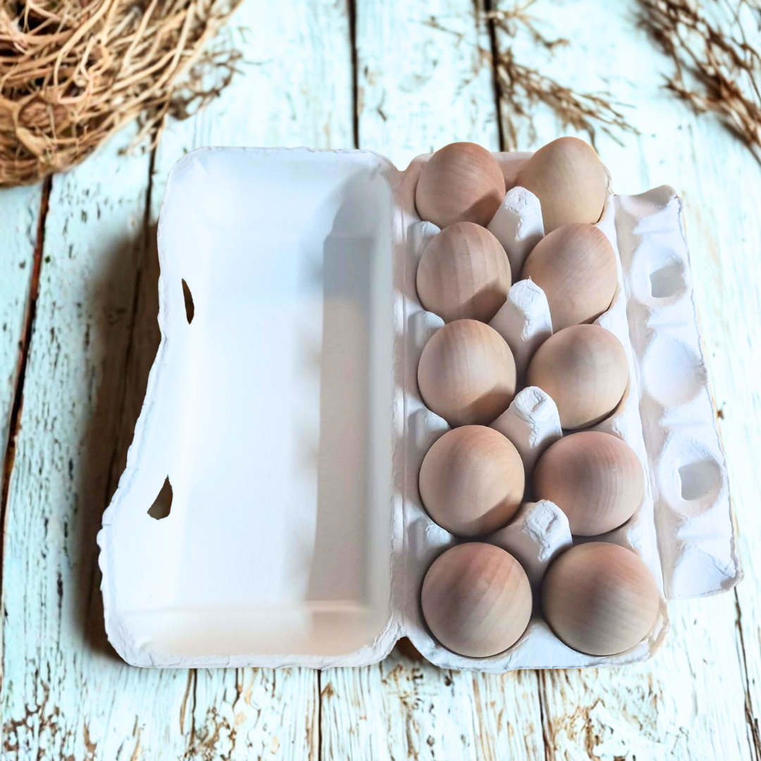 Jumbo Solid Wooden Egg Natural Finish DIY Craft Egg Gift Carton of 10! DIY - HAPPY GUMNUT