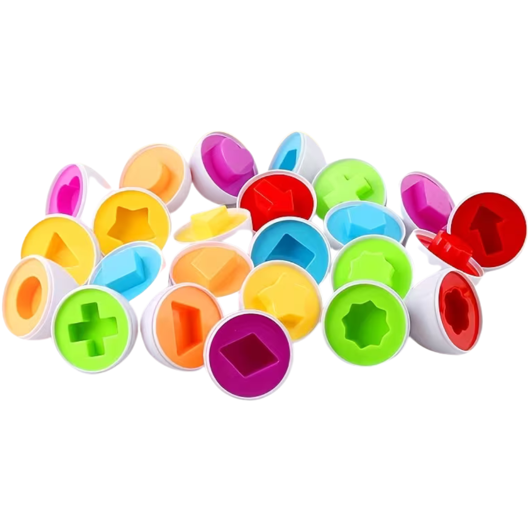 Hide & Squeak Eggs Colour Shape Sorting Matching Toy Eggs - HAPPY GUMNUT