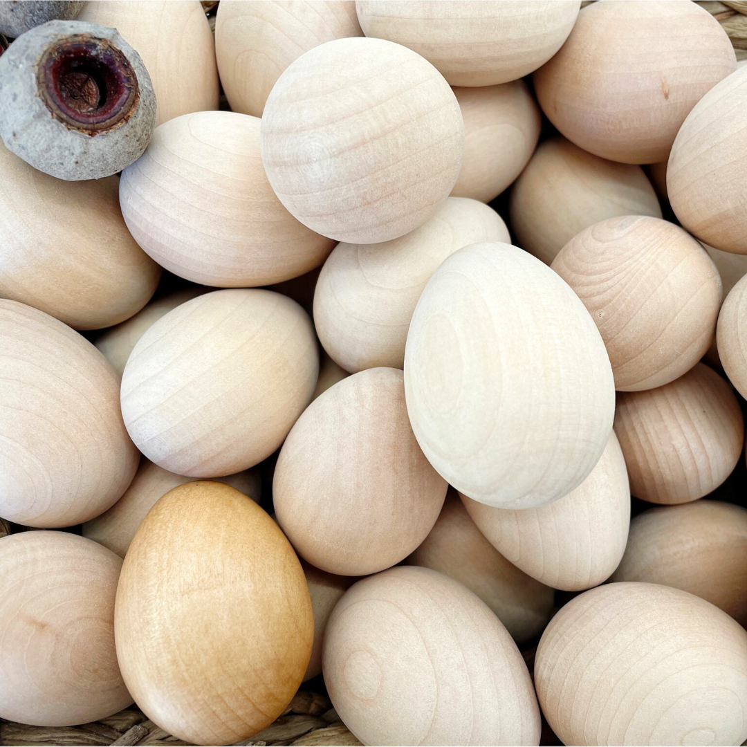 Jumbo Solid Wooden Egg Natural Finish DIY Craft Egg - HAPPY GUMNUT
