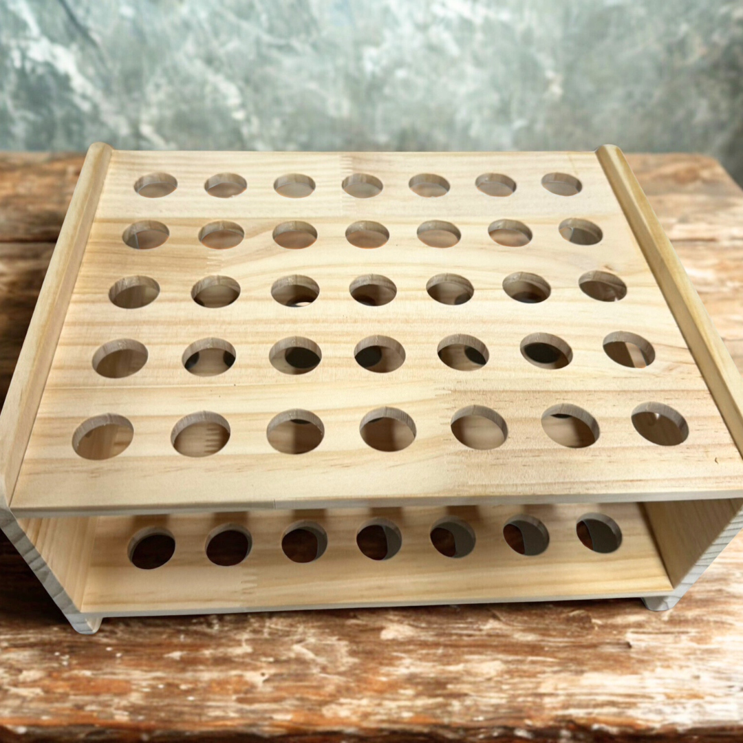 Wooden Scissor Storage Holder Organiser Tray 35 Holes Slot Childcare Supplies - HAPPY GUMNUT