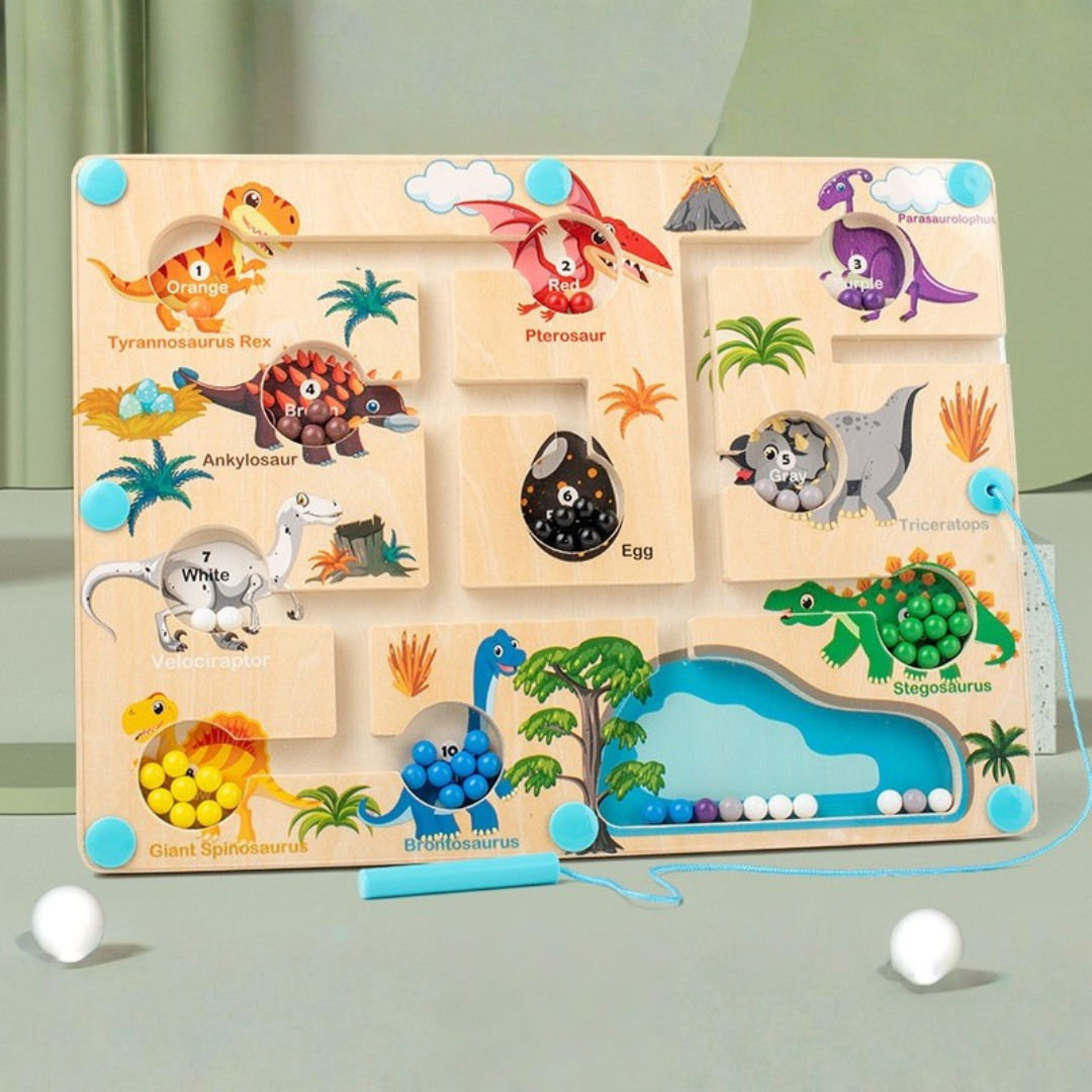 Portable Magnetic Number Beads Pen Sliding Dinosaur Maze Puzzle Board - HAPPY GUMNUT