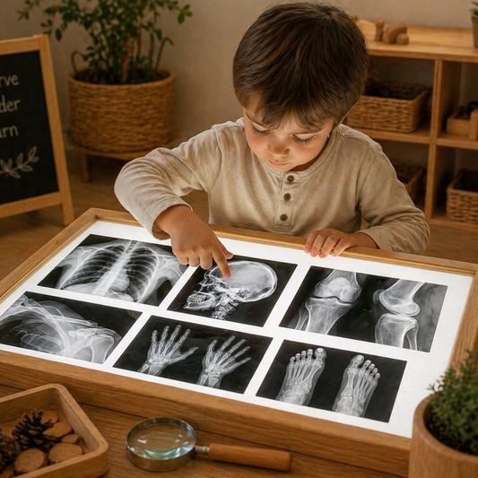 Wooden Light Panel for Table Kids Sensory Tool Educationl Human Skeleton and Animal Body Learning Kit