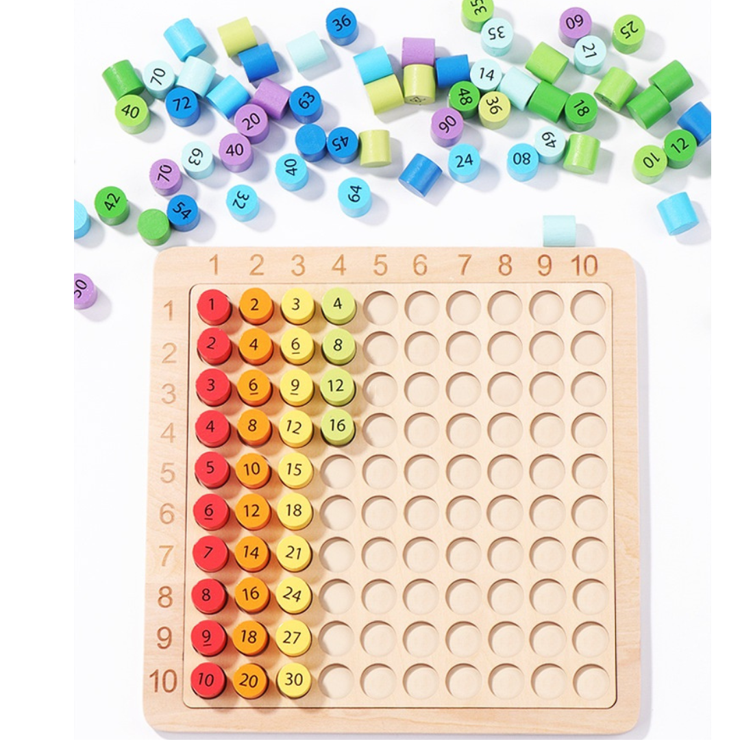 Wooden Multiplication Learning Board with Flash Cards - HAPPY GUMNUT