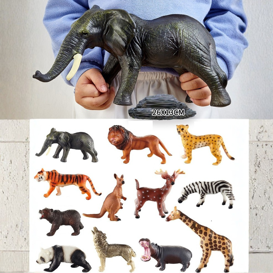 12 x Large Jungle Animal Model Figures Educational Teaching Toy - HAPPY GUMNUT