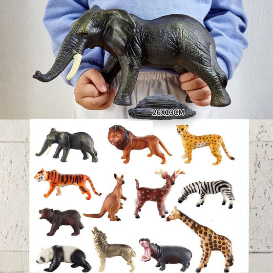 12 x Large Jungle Animal Model Figures Educational Teaching Toy - HAPPY GUMNUT
